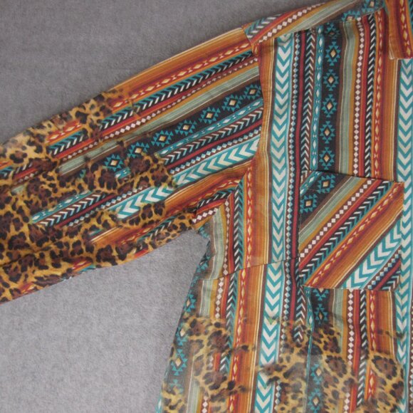 One24 Rags Western Shirt Womens XL Boho Fray‎ Aztec - Picture 3 of 14